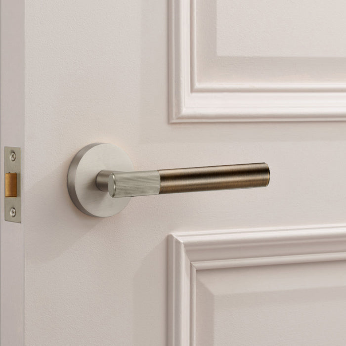Silver Linear Lever Handle with Tip in Antique – installed view