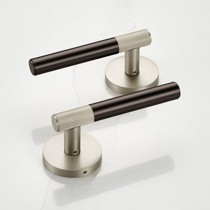 Silver Linear Lever Handle with Tip in Bronze