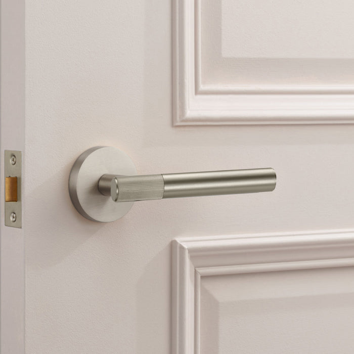 Silver Linear Lever Handle with Tip in Silver – installed view