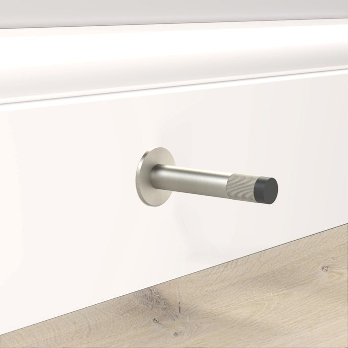 Silver Linear Wall Mounted Door Stop in Silver – installed view
