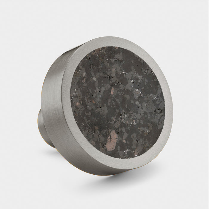 Silver & Terrazzo Round Door Knobs in Black