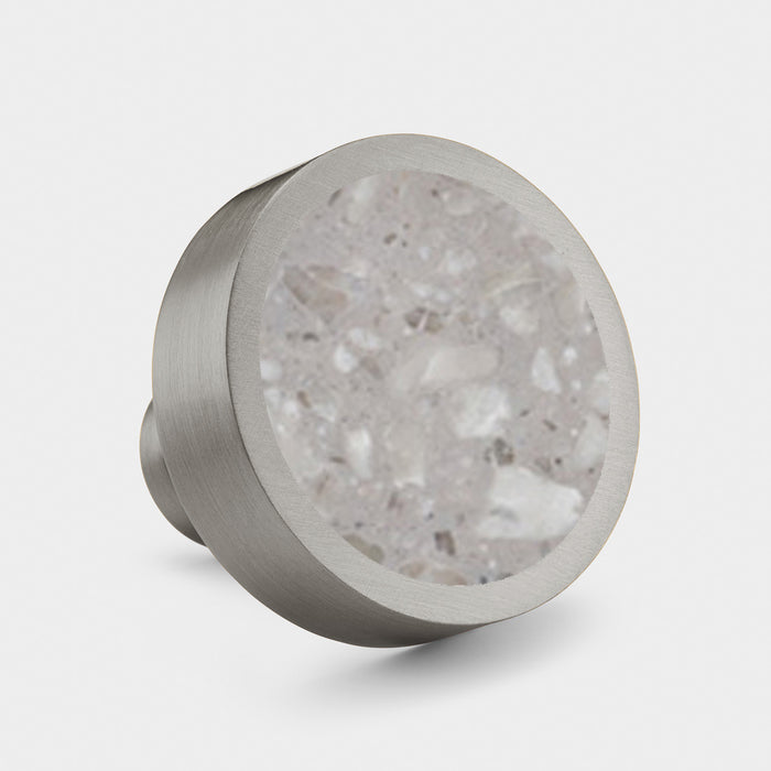 Silver & Terrazzo Round Door Knobs in Grey