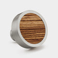 Silver & Wood Round Door Knobs in Zebrano