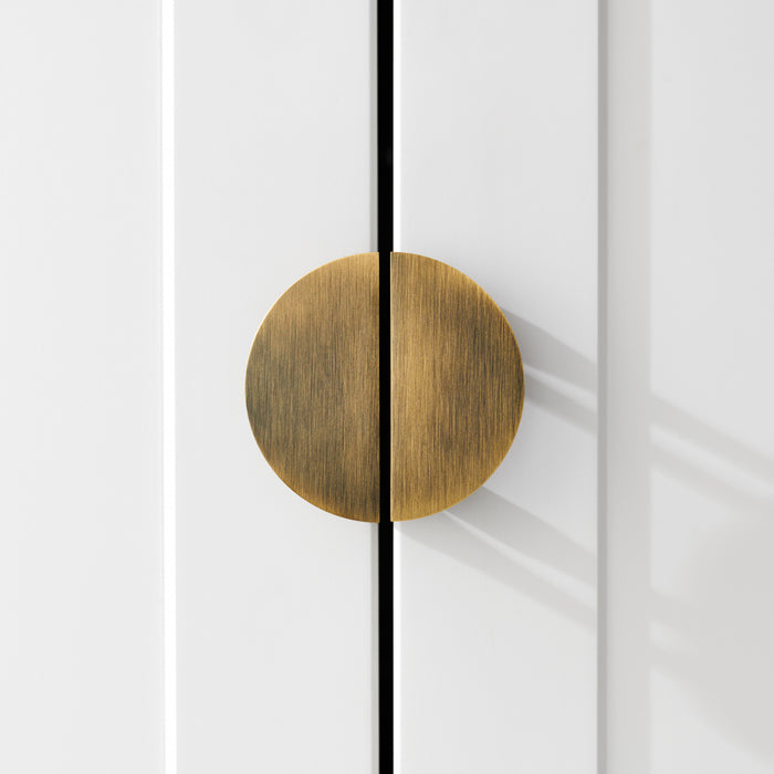 Small Solid Brass Half Moon Handles in Antique – product view 2