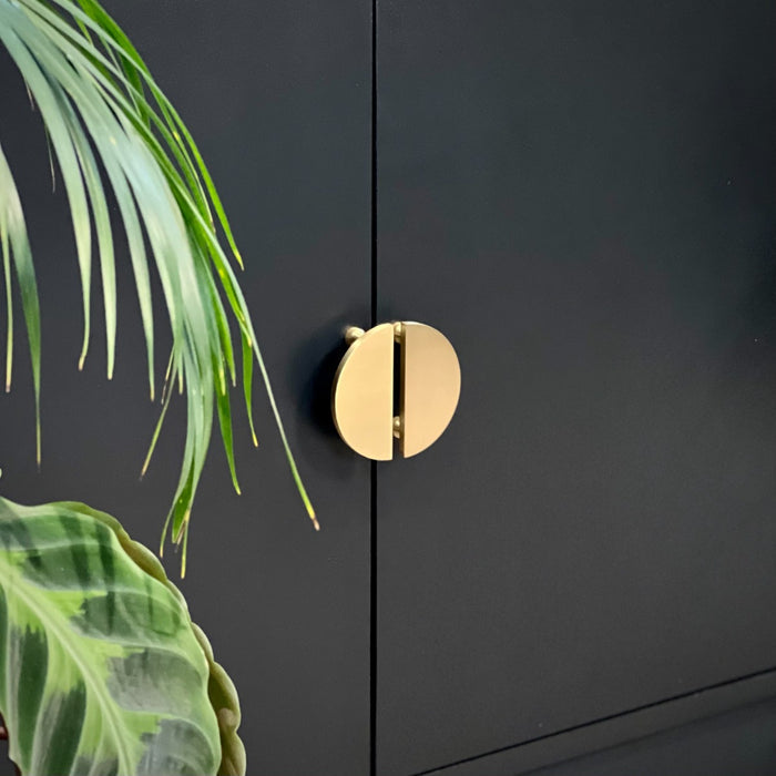 Small Solid Brass Half Moon Handles in Gold – product view 3