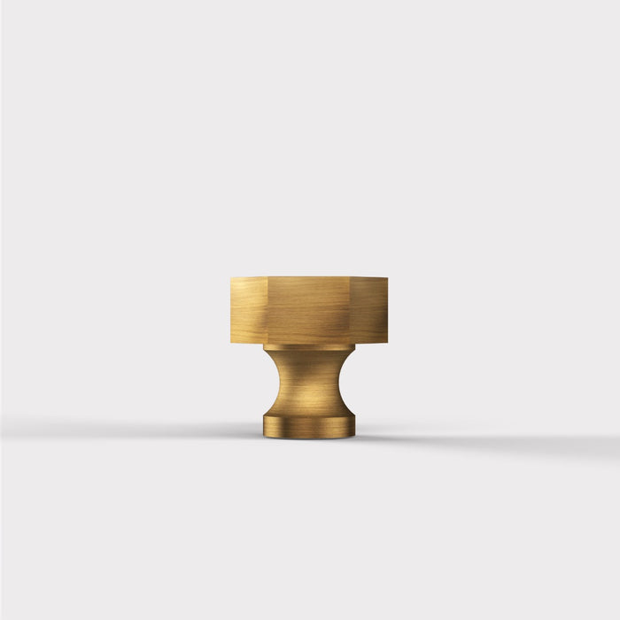 Small Solid Brass Hexagonal Door Knobs in Antique – product view 3