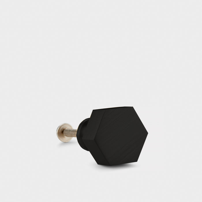 Small Solid Brass Hexagonal Door Knobs in Black