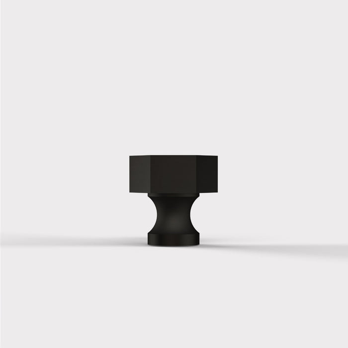 Small Solid Brass Hexagonal Door Knobs in Black – product view 3