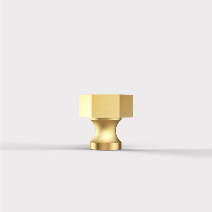 Small Solid Brass Hexagonal Door Knobs in Gold – product view 3