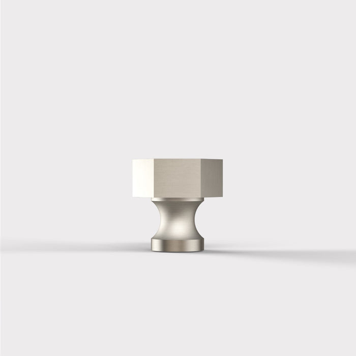 Small Solid Brass Hexagonal Door Knobs in Silver – product view 3
