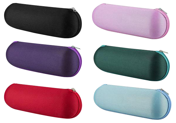 Front view of the Hard Case Shell Pouch for Pipes & Vapes, a black zippered case shown against a plain white background.