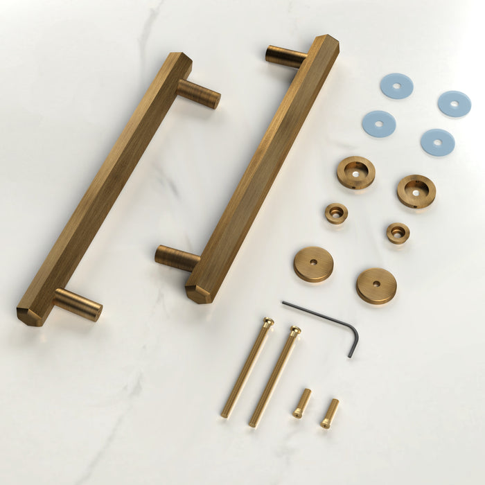 Solid Brass Antique Hexagonal Double Sided Pull Handles – product view 3