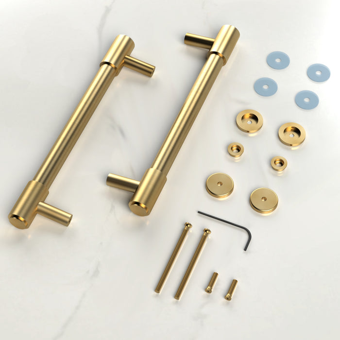 Solid Brass Gold Double Sided Pull Handles – rear view
