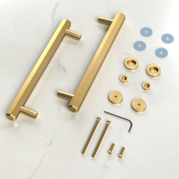 Solid Brass Gold Hexagonal Double Sided Pull Handles – product view 3