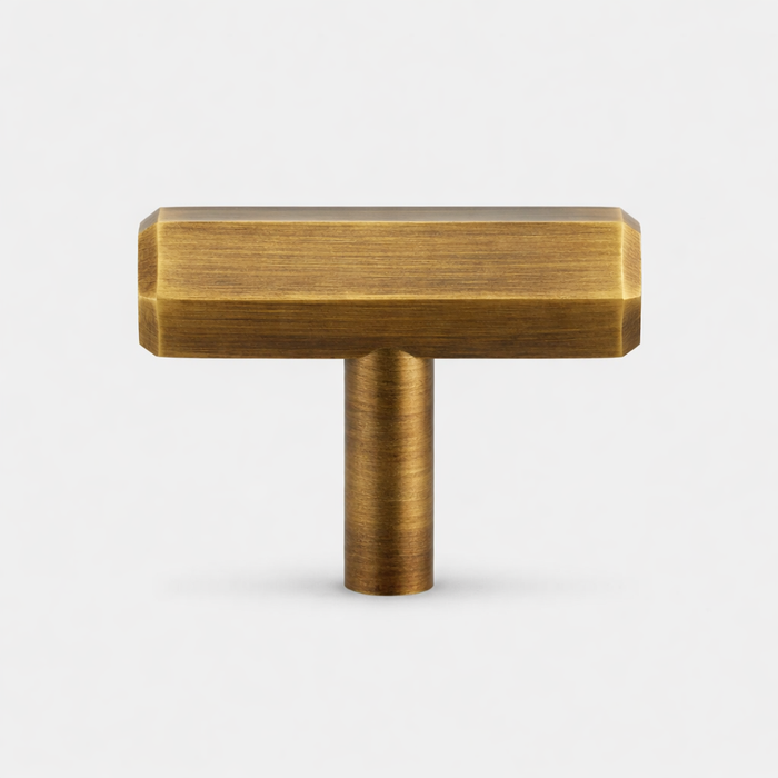 Solid Brass Hexagonal T Bar Handles in Antique – product view 3
