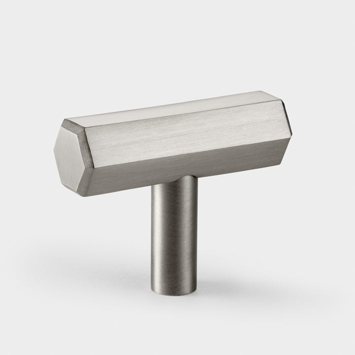 Solid Brass Hexagonal T Bar Handles in Silver