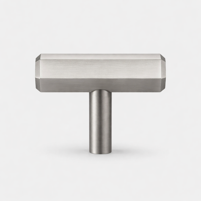 Solid Brass Hexagonal T Bar Handles in Silver – product view 2