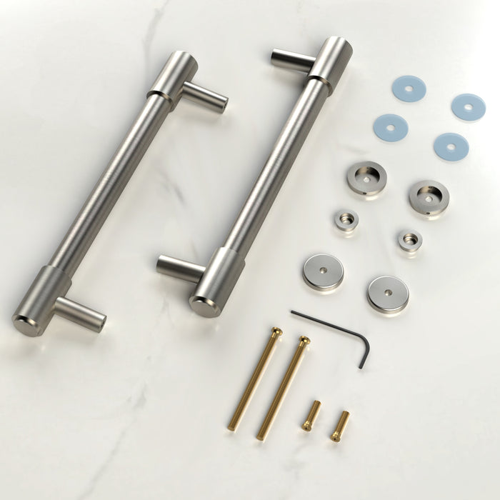 Solid Brass Silver Double Sided Pull Handles – rear view