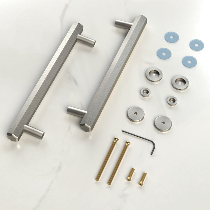 Solid Brass Silver Hexagonal Double Sided Pull Handles – product view 3