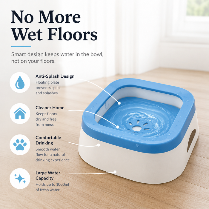 SplashGuard Large Capacity Pet Water Bowl
