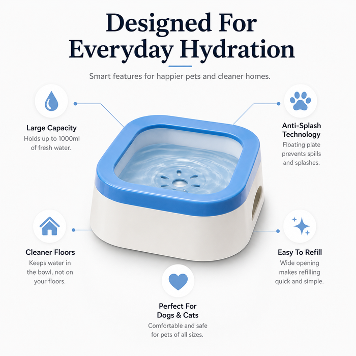 SplashGuard Large Capacity Pet Water Bowl