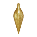 Gold Sprinkle Finial Ornament featuring an elongated pointed shape, shimmering gold finish, and decorative swirl pattern.