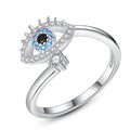 Sterling Silver & Cubic Zircons Evil Eye Ring