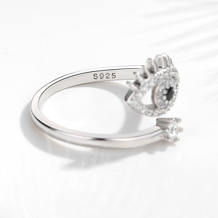 Sterling Silver & Cubic Zircons Evil Eye Ring