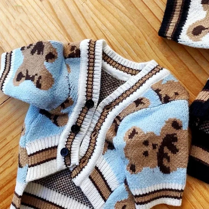 StripeLuxe Knit Pet Cardigan