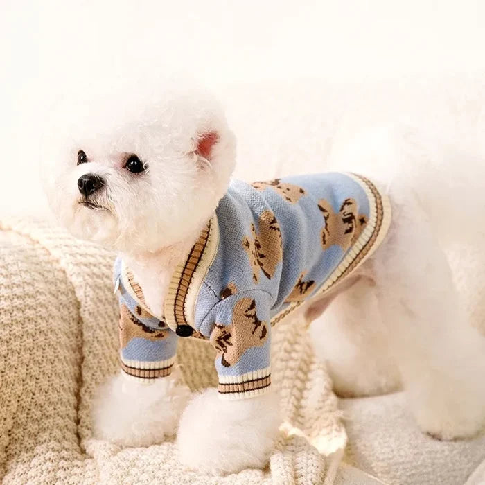 StripeLuxe Knit Pet Cardigan