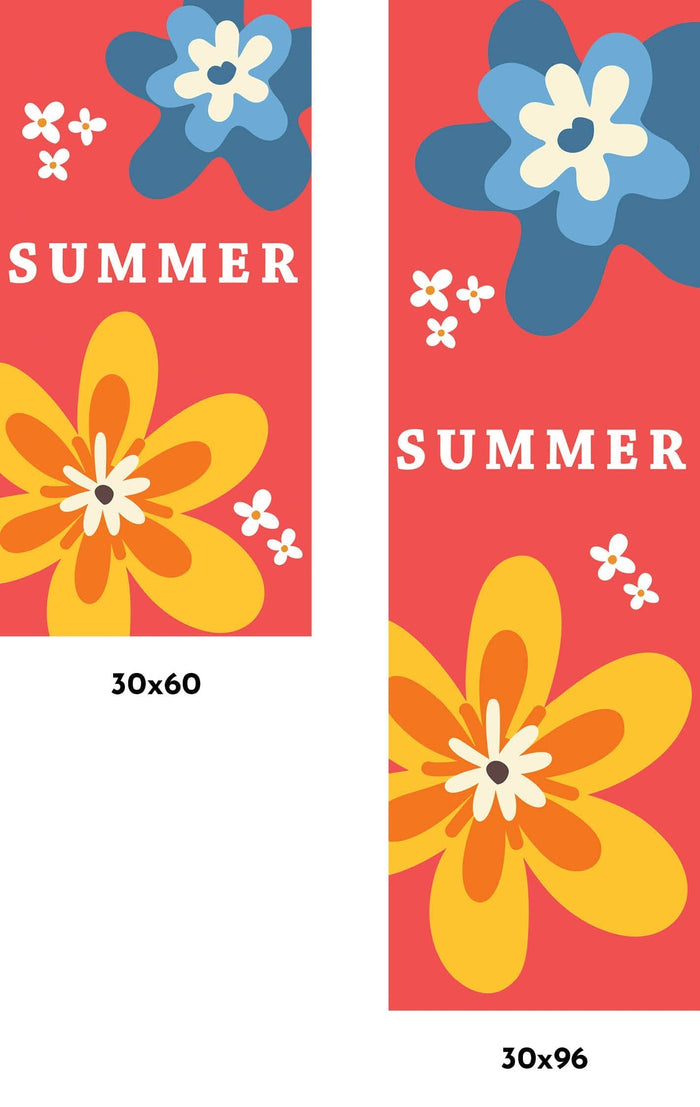 Summer - Flowers with Red Background Single Vinyl Banner Dekra-Lite