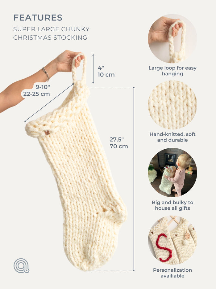 Super Large Chunky Knit Christmas Stocking | US Stock