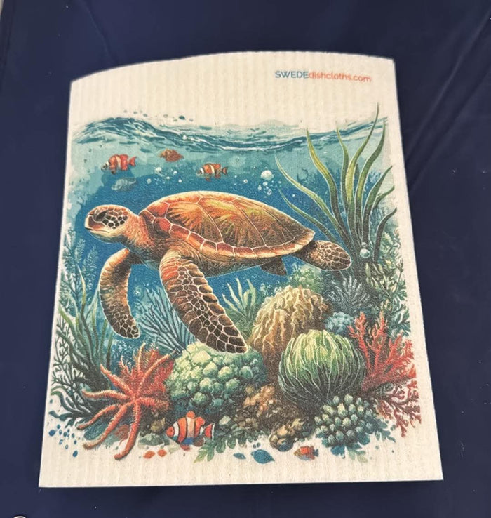 Swimming Sea Turtle Swedish Towel