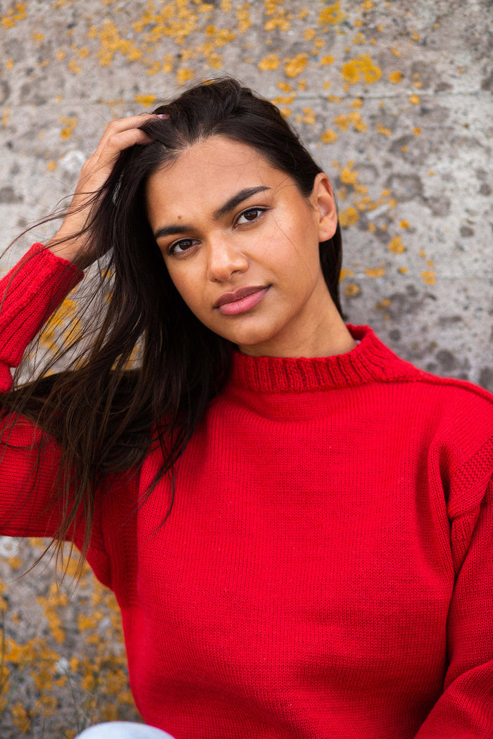 Tartan Red Traditional Guernsey Jumper