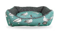 Teal Duck Print Dog Bed - Nature Collection Rectangle with Virgin Fibre for Ultimate Comfort - Pet Beds for dogs Snug and Cosy Pets