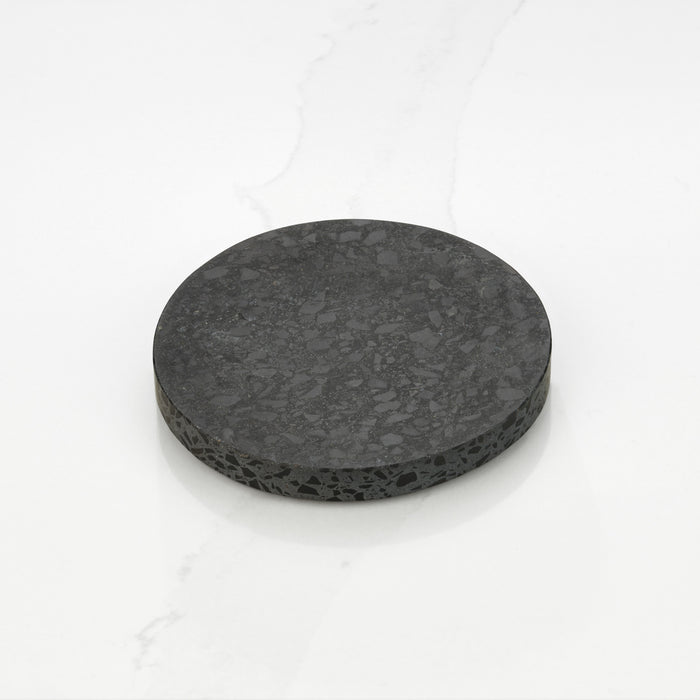 Terrazzo Round Drinks Coaster in Black & White – product view 2