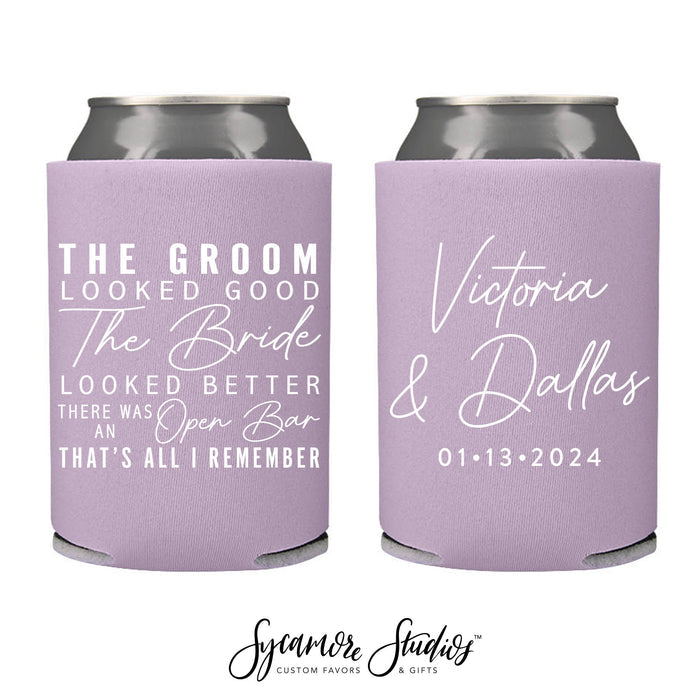 The Groom The Bride - Can Cooler & Frosted Cup Package #160 - Custom - Wedding Favor Package, Wedding Favors, Wedding Cups, Party Cups