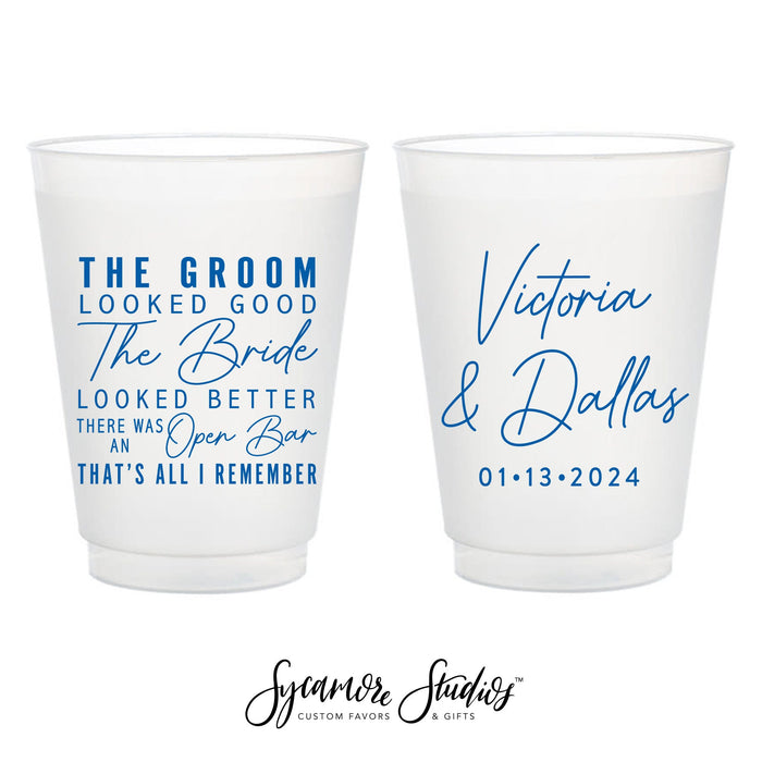 The Groom The Bride - Can Cooler & Frosted Cup Package #160 - Custom - Wedding Favor Package, Wedding Favors, Wedding Cups, Party Cups