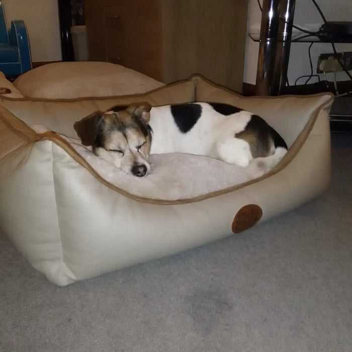 Tuscany Diamond Faux Leather Dog Bed - Luxury Meets Comfort - Dog Bed for dogs Snug and Cosy Pets