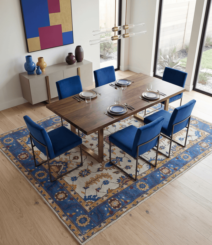 Vibrant Colorful Ivory, Blue, Beige and Peach Hand Knotted Traditional Floral Oriental Oushak Multi Size wool Area Rug - The Rug Decor