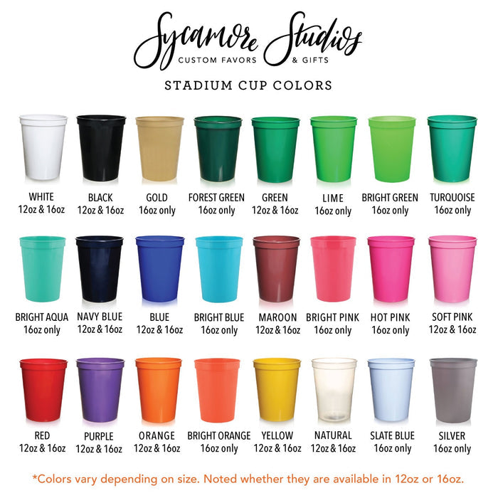 Wedding Stadium Cups #213 - Custom Pet Illustration - Cheers - Bridal Favors, Wedding Cups, Party Cup, Wedding Favor, Drink Cups, Drink Cup