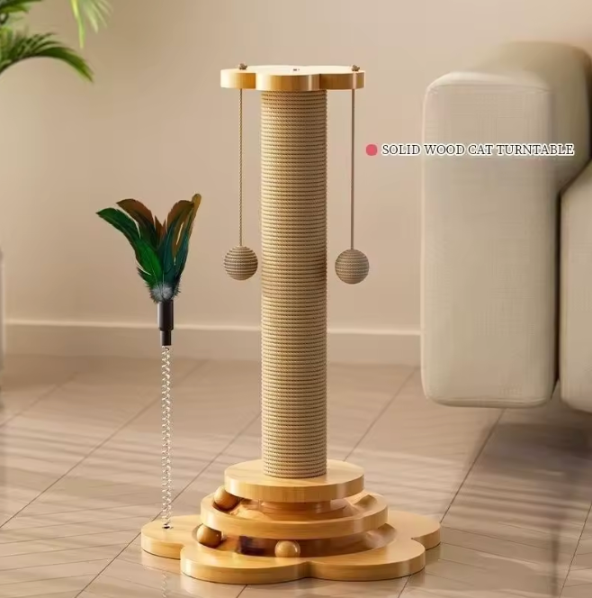 WhiskerWheel Solid Wood Cat Turntable Toy