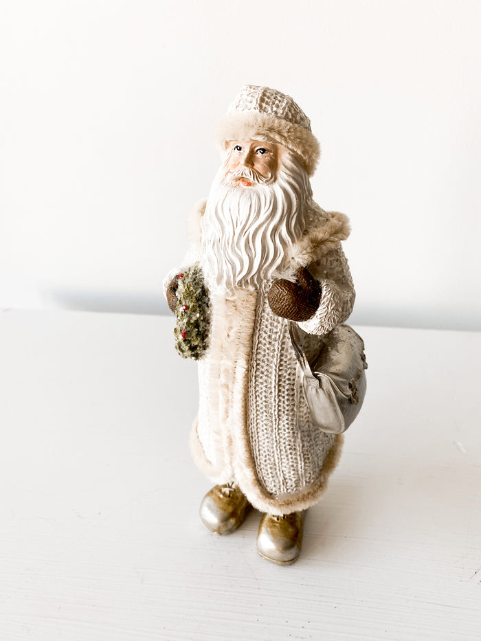 White + Gold Santa Figurine