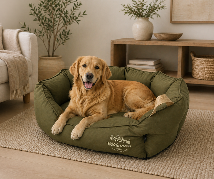 Wilderness Olive Snuggle Dog Bed | Snug & Cosy Pets - Dog Beds for dogs Snug and Cosy Pets