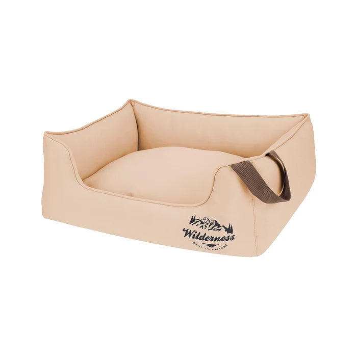 Wilderness Rectangle Dog Bed – Raised Sides & Hollowfibre Fill | Camel - Dog Bed for dogs Snug and Cosy Pets