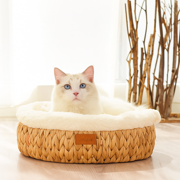 WillowDream – Wicker Cat Bed with Natural Sleeping Mat