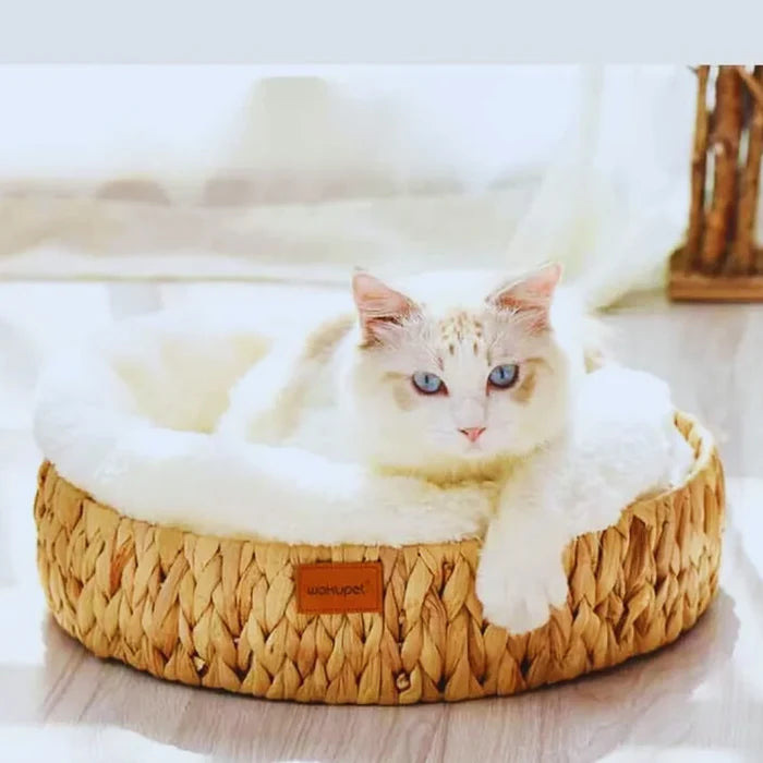 WillowDream – Wicker Cat Bed with Natural Sleeping Mat
