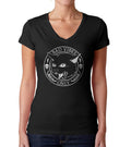 Women's Bad Vibes Only Vneck T-Shirt - Goth Shirt - Black Cat Shirt