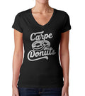 Women's Carpe Donuts Vneck T-Shirt - Funny Donut Shirt