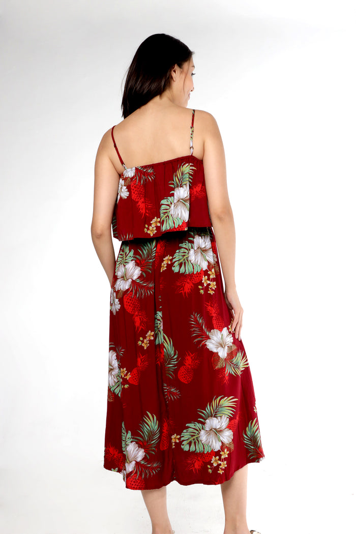 Women's Charming MuuMuu Dress in Pineapple Garden Red